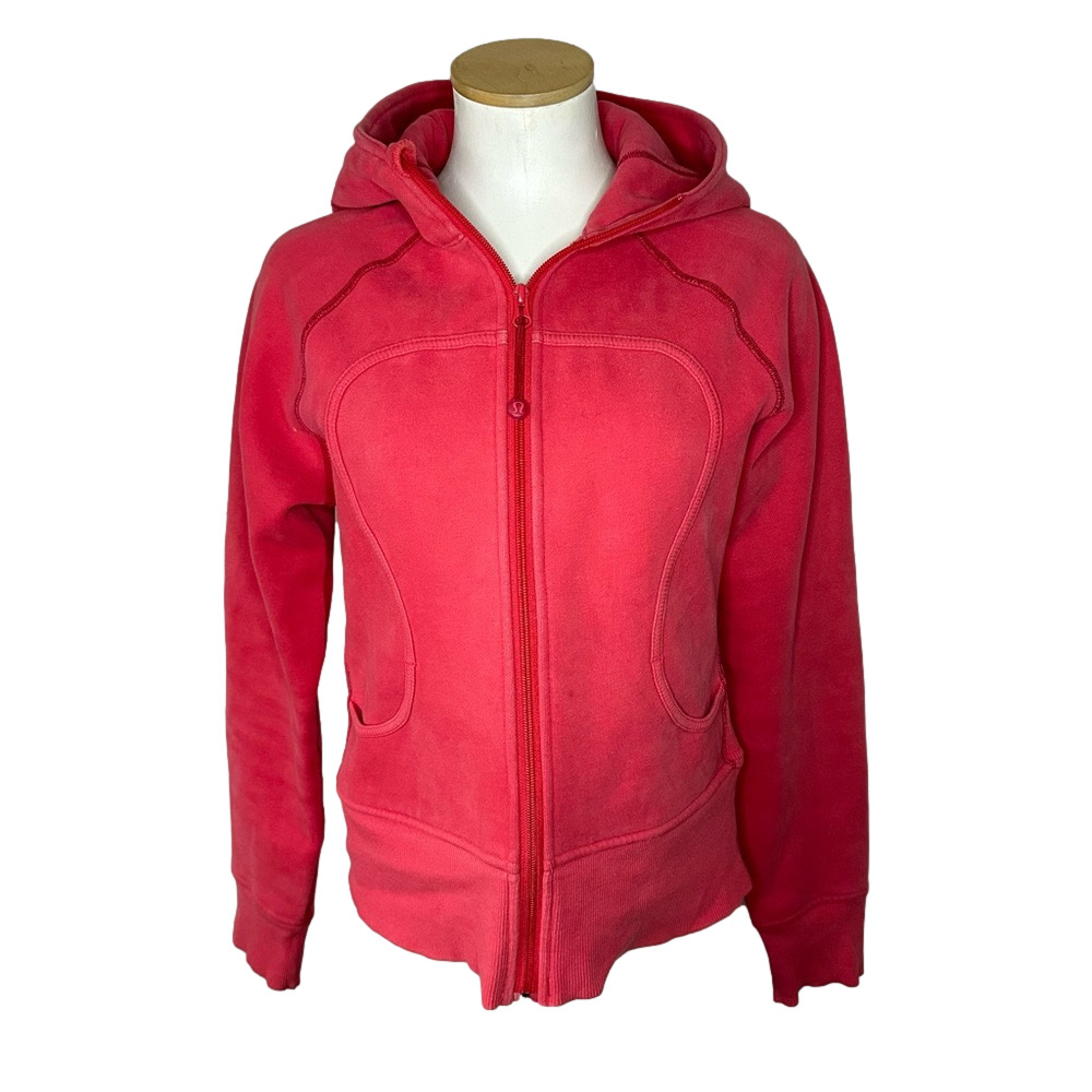 Lululemon Scuba Full Zip Crop Hoodie Stretch No Thumbholes Love Red Size 8